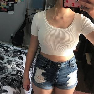 White ANGL sweater crop top